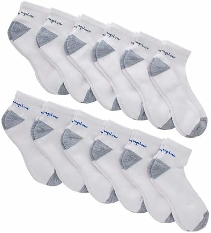 Champion Men's Ankle Sock, 12-pair (White) 6-12