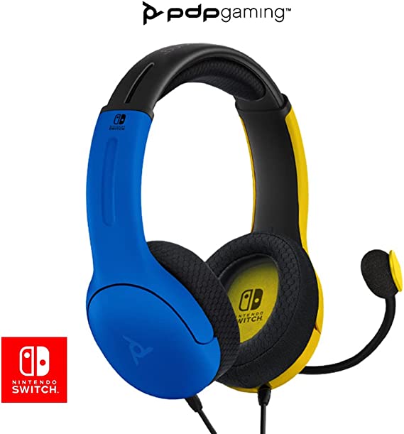 PDP Gaming LVL40 Stereo Headset with Mic for Nintendo Switch - PC, iPad, Mac, Laptop Compatible - Noise Cancelling Microphone, Lightweight, Soft Comfort On Ear Headphones, 3.5mm jack - Yellow & Blue