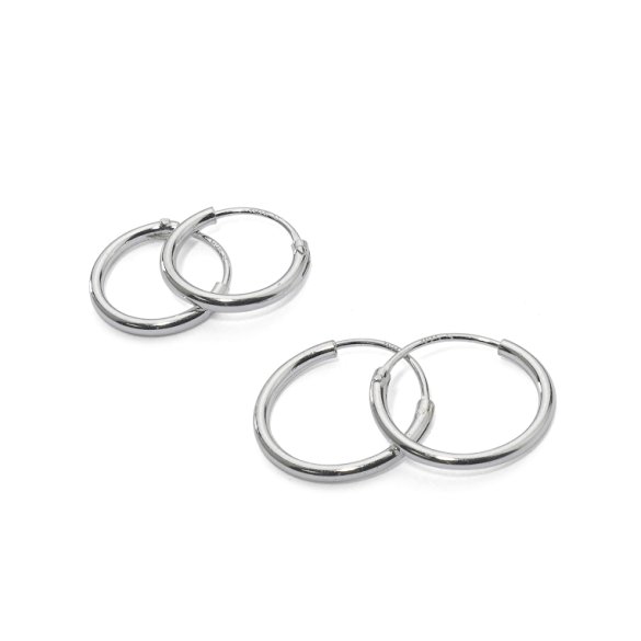Two Pair Sterling Silver Small Endless Hoop Earrings for Cartilage, Nose or Lips, 10mm 12mm
