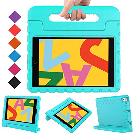 BMOUO Kids Case for iPad 10.2 2019, iPad 10.2 Case, iPad 7th Generation Case, Shock Proof Light Weight Convertible Handle Stand Kids Case for Apple iPad 10.2 inch 2019, Turquoise