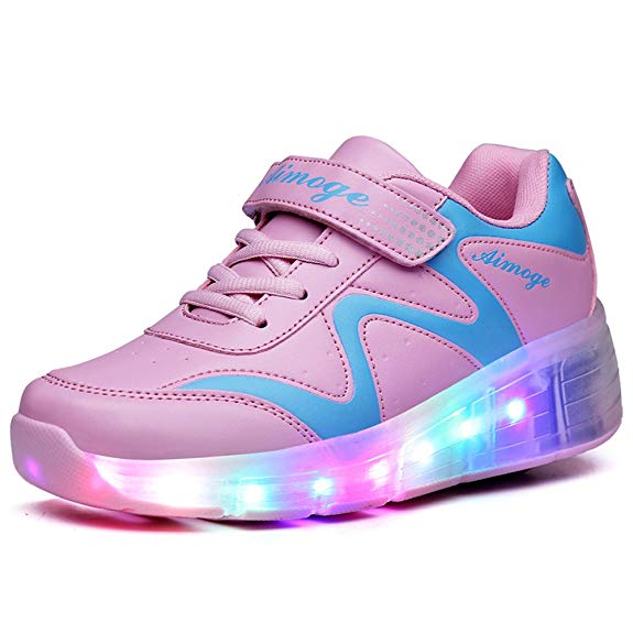 Ufatansy Uforme Kids Wheelies Lightweight Fashion Sneakers LED Light up Shoes Single Wheel Double wheels Roller Skate Shoes