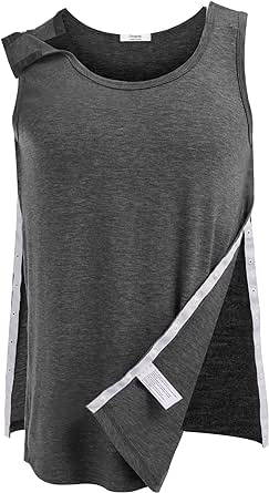 Deyeek Unisex Shoulder & Side Full Snap-Access Tank Tops Tearaway Post Shoulder Surgery Shirts Rotator Cuff Recovery Clothing