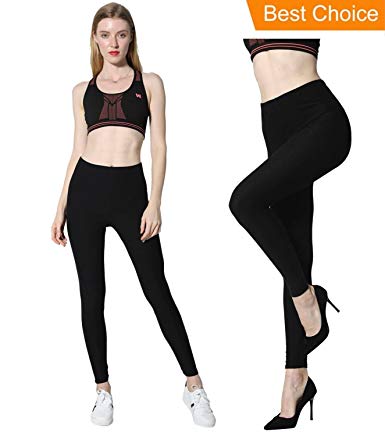 Diravo Basic Leggings for Women Yoga Pants Stretch Soft Leggings Full Ankle Length