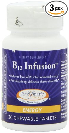 Enzymatic Therapy B-12 Infusion, 30 Chewable Tablets, (Pack of 3)