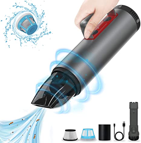 Car Vacuum Cleaner, POWERGIANT Handheld Cordless Rechargeable Vacuum Cleaner Car Accessories Kit with Strong Suction and LED Lights for Home Office Pet Hair Care and Car Interior Cleaning