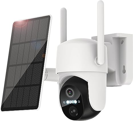 Ankway Telecamera di Sorveglianza 2K per Esterni, con Pannello Solare, Senza Fili, per Esterni, con PIR, 3 MP Visione Notturna a Infrarossi, 2,4 GHz WiFi, Audio a 2 vie, Resistente Alle Intemperie