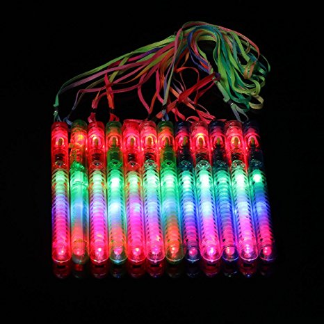 Ezerbery 12 pcs LED Party Favor Glow Wands Multicolor Flashing Toys Concert Props (8 inch long, flashing 7 modes)