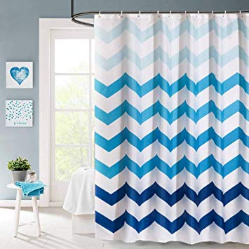 Ufatansy Shower Curtain Set with Hooks Blue and White Stripes Bath Curtains Decorative Bathroom Accessories Shower Curtains Liner (72Wx78H, Blue)