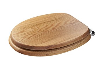 Croydex Bloomfield 'Sit Tight' Double Fixed, No More Movement Traditional Oak Toilet Seat with Anti-Bacterial Treated Surface and Chrome Hinges