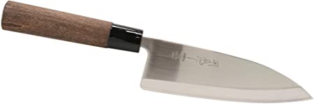 Ebros Japanese Sushi Chef Filetting Deba Kitchen Knife Made In Japan Stainless Steel 420J2 160mm With Natural Wood Handle