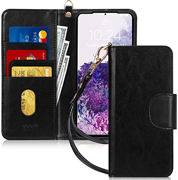FYY Case for Samsung Galaxy S20 5G 6.2", [Kickstand Feature] Luxury PU Leather Wallet Case Flip Folio Cover with [Card Slots] and [Note Pockets] for Galaxy S20 5G 6.2 inch Black