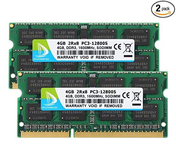DUOMEIQI 8GB Kit (2 X 4GB) 2RX8 PC3-12800S DDR3 1600MHz SODIMM CL11 204 Pin 1.5v Non-ECC Unbuffered Notebook Memory Laptop RAM Modules Compatible with Intle AMD and Mac Computer