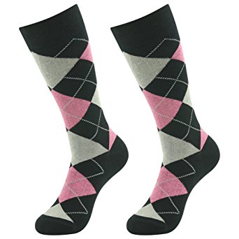 Casual Crew Dress Socks, SUTTOS Men's Argyle Striped Funky Patterned Cotton Sock 2 Pairs