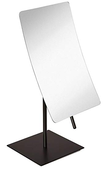 5X Magnified Premium Modern Rectangle Vanity Makeup Mirror 100% Guarantee | Portable Matte Black Contemporary Finish | Adjustable Easy Positioning | Best Luxury Quality Magnifying Beauty Mirror