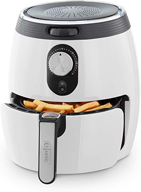 DASH DMAF355GBWH02 Deluxe Electric Air Fryer   Oven Cooker with Temperature Control, Non Stick Fry Basket, Recipe Guide   Auto Shut off Feature, 3qt, White