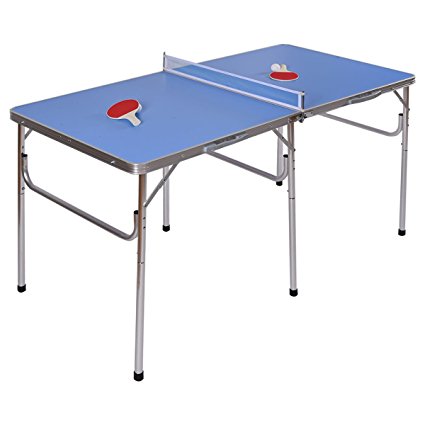 Goplus 60" Portable Table Tennis Table Folding Ping Pong Table w/ Accessories Indoor Game