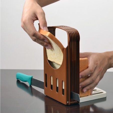 TFY Perfect Kitchen Bread Loaf Toast Bun Cutter Slicer - Precise Cutting with Slicing Guides - 4 Slice Thicknesses
