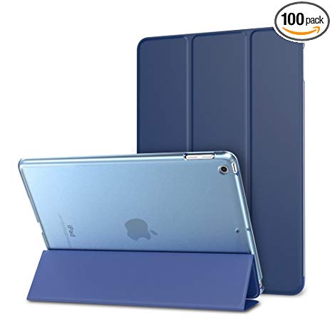 New iPad 2017 iPad 9.7 inch Case, JOKHANG [Ultra Slim] Lightweight Smart Case Cover with Translucent Frosted Back Protector (Auto Sleep/Wake) for New iPad 9.7"- Navy Blue