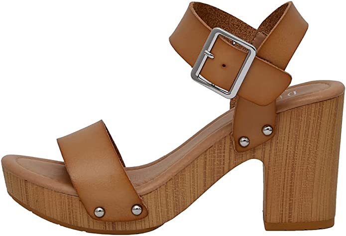 Dunes Women's Sydney Faux Wood Sandal  Memory Foam Insole & LiteSole Technology