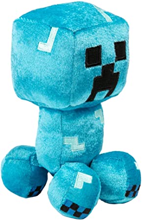 JINX Minecraft Happy Explorer Charged Creeper Plush Stuffed Toy, Blue, 7" Tall