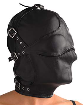 Strict Leather Asylum Leather Hood with Removable Blindfold and Muzzle, Small/Medium