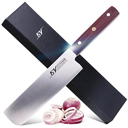 15°V ONIMARU Series Kiritsuke 7.5" Vegetables Cleaver Knife Nakiri Knife Premium High carbon German Steel Stainless Steel with Pakkawood Handle