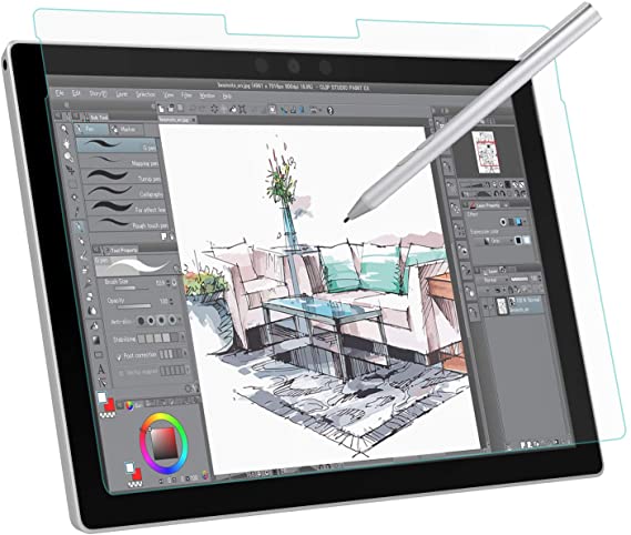 MoKo Screen Protector for Microsoft Surface Pro 6 / Pro 5 / Pro 4 / Pro LTE Tablet, Write, Draw and Sketch with The Surface Pen, Anti Reflection PET Film - Clear