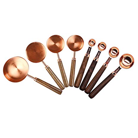 Copper Stainless Steel Measuring Cups and Spoons Set of 8 Gorgeous & Heavy Duty, Mirror Polished, Ideal For All Ingredients