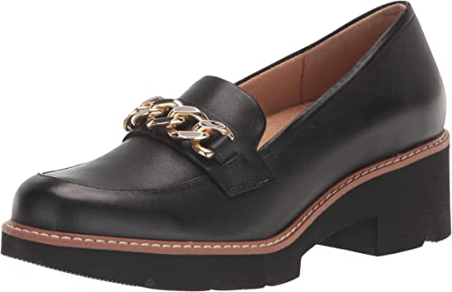 Naturalizer Womens Desi Chain Detail Platform Lug Sole Heeled Loafer