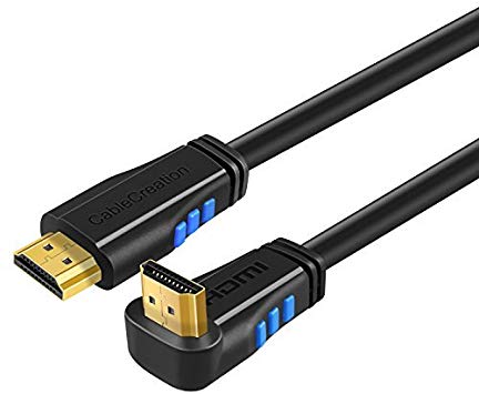 HDMI Cable 90 Degree, CableCreation 6 Feet Upward Angle 270 Degree 4K HDMI 2.0 Cable with Gold Plated Connector, Support 4K (60Hz) Ultra HD, 3D Video, Ethernet, Audio Return Channel, Black