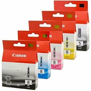 Canon PGI-5 CLI-8 Original Ink Cartridges PGI-5bk, CLI-8bk, for PIXMA ip4200, ip4300, ip4500, ip5300, M500, MP530, MP600, MP610, MP800, MP810, MP830, MP960