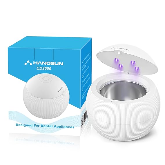 Hangsun Ultrasonic UV Cleaner Machine for Dentures, Aligner, Retainer, Whitening Trays, Mouthguards, Ultrasonic Cleaner Machine for All Dental Appliances