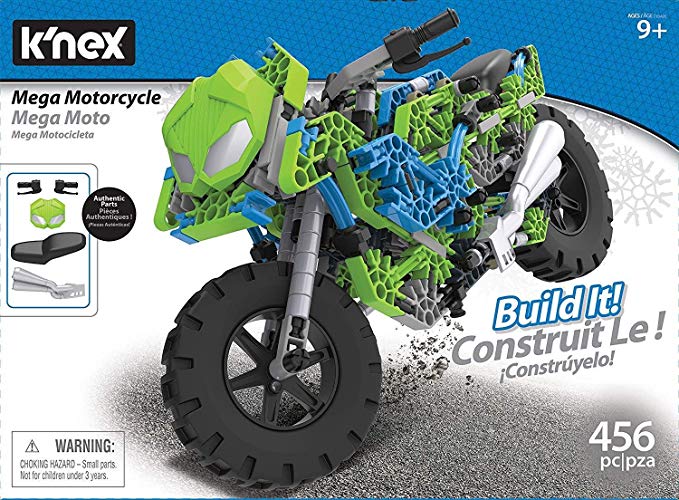 K'nex Mega Motorcycle Building Set - Ages 9  - 456 Parts - Working Suspension, Authentic Replica Model, Advanced Stem Building Toy for Boys & Girls - 14.5" L X 6" H