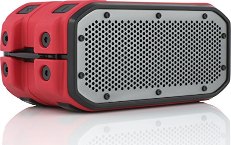 BRAVEN BRV-1M Portable Wireless Bluetooth Speaker [12 Hours][Waterproof] Built-In 2200 mAh Power Bank Charger - Red / Black