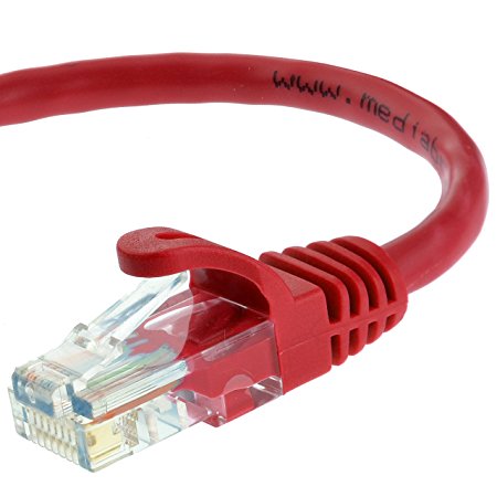 Mediabridge Cat5e Ethernet Patch Cable (15 Feet) - RJ45 Computer Networking Cord - Red