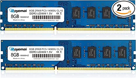 PC3-14900U 16GB (2X8GB) DDR3 14900 1866MHz PC3-14900 16G 2Rx8 240-pin Udimm CL11 1.5V Desktop RAM Memory Module