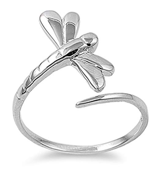 CHOOSE YOUR COLOR Sterling Silver Dragonfly Ring