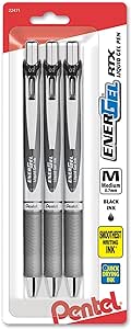 Pentel® Energel® Deluxe RTX Gel Pens, Medium Point, 0.7 mm, Assorted Barrels, Black Ink, Pack Of 3