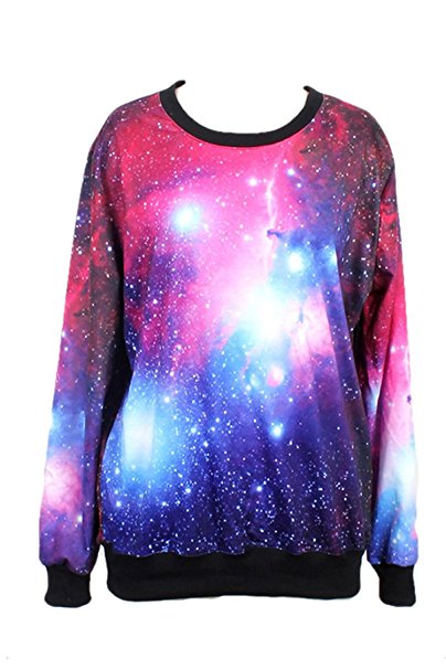 Pink Queen Women's Galaxy Print Roll Neck Pullover Sweatshirt