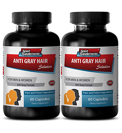 Folic acid capsules - Anti Gray Hair - Gray hair away (2 Bottles - 120 Capsules)