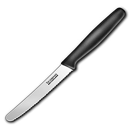 Victorinox Steak, 4.50" Serrated, Round Tip, Black Polypropylene Handle