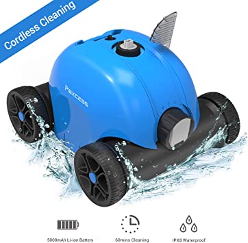 PAXCESS Cordless Automatic Pool Cleaner, Rechargeable Robotic Cleaner for Swimming Pool, Battery Powered Pool Cleaner, Up to 60mins Working Time, Easy Cleaning for in Ground and Above Ground Pools
