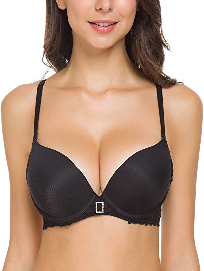 WingsLove Women's Push up Bra Padding Underwire Plunge Smooth Cups Cleavage Bra