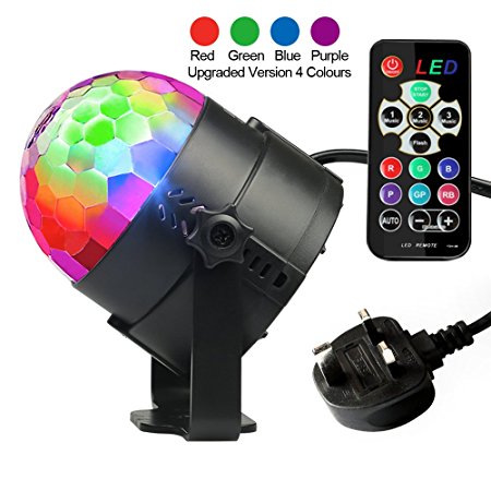 Disco Lights, Disco Ball Lights Upgraded 4 Colours RGBP Party Lights Strobe Lights by InnooLight, Remote Control Music Activated DJ Lights Magic Rotating LED Stage Lights for Birthday Parties Pub Indoor Decoration Wedding Celebration KTV Bar