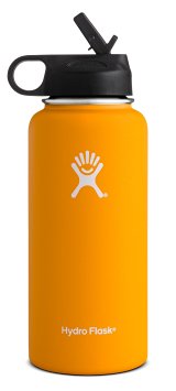 Hydro Flask Vacuum Insulated Stainless Steel Water Bottle, Wide Mouth w/Straw Lid