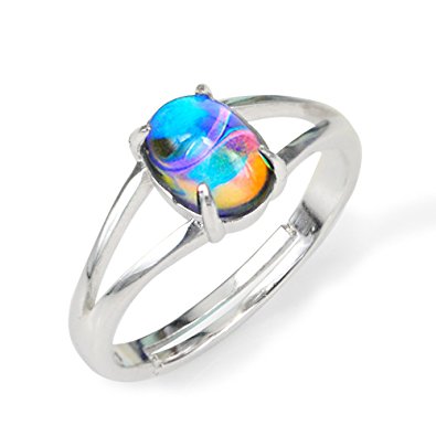Fun Jewels Ocean's Mystique Marble Pattern Color Changing Oval Stone Mood Ring Size Adjustable