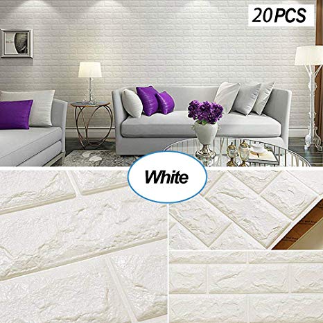 Masione 3D Wallpaper Wall Panels Self-Adhesive Peel and Stick Real Bricks Effect Wall Tiles for TV Walls Sofa Background Bedroom Kitchen Living Room Home Wall Decor 116.26 sq.ft 20Packs