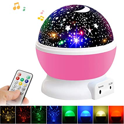 [2018 Newest] Starry Night Light for Kids, Beartwo REMOTE CONTROL Baby Night Light Rotating Star Projector with Timer Music Player, Best Night Lighting lamp USB Rechargeable for Kids and Nursery Decor