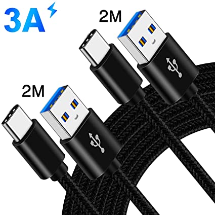 USB C Charger Cable For Samsung A40 A50 A51 A20E A70 Galaxy S10 S10E S20 Plus Ultra 5G A80 A41 A9 A8 2018,A5 A3 2017,Xiaomi Redmi Note 8 9 9S Mi 10 Pro 9 9T Lite,Fast Charge Charging Phone Lead 2M 2M