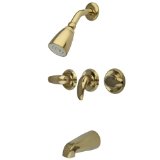 Kingston Brass KB232LL Tub and Shower Faucet with 3-Legacy Lever Handle Polished Brass